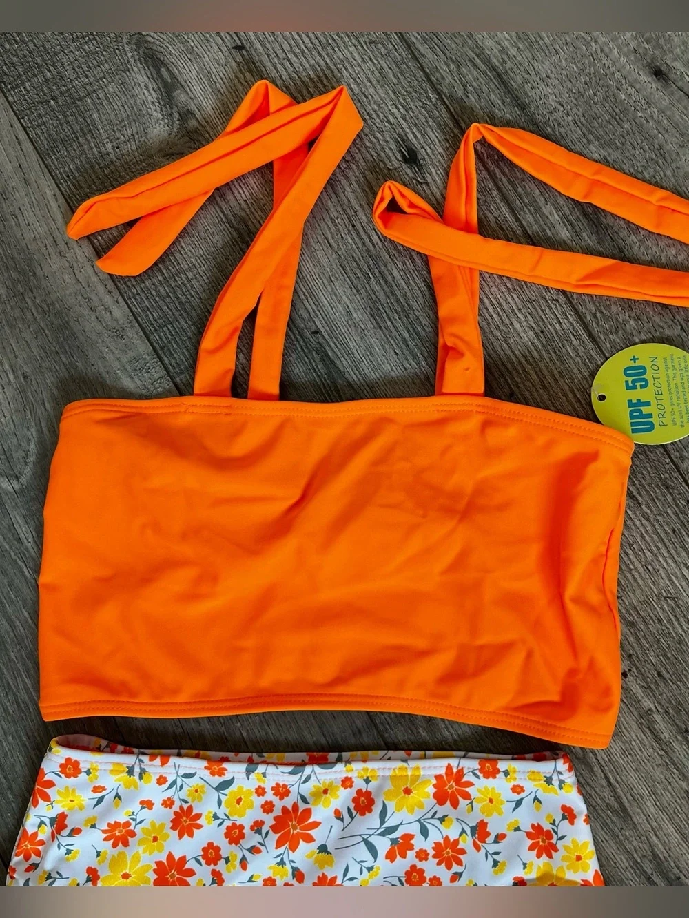 NWT Happy Town Toddler Orange Floral Two Piece Swimsuit-5T/6T
